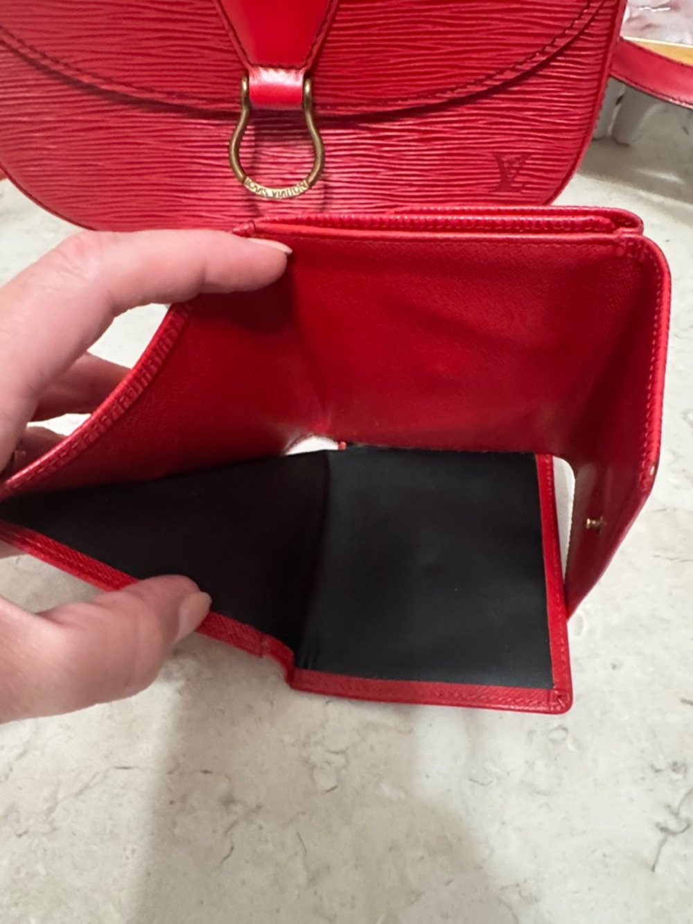 Louis Vuitton Red Epi Leather St Cloud Crossbody with Matching Wallet SET - Picture 13 of 13